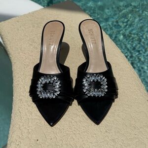 Elegant Schultz Black Women's Shoes with Crystal Embellishments